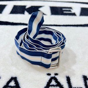 Perry Ellis Portfolio Blue White Stripes Nylon Cloth Loop Belt
